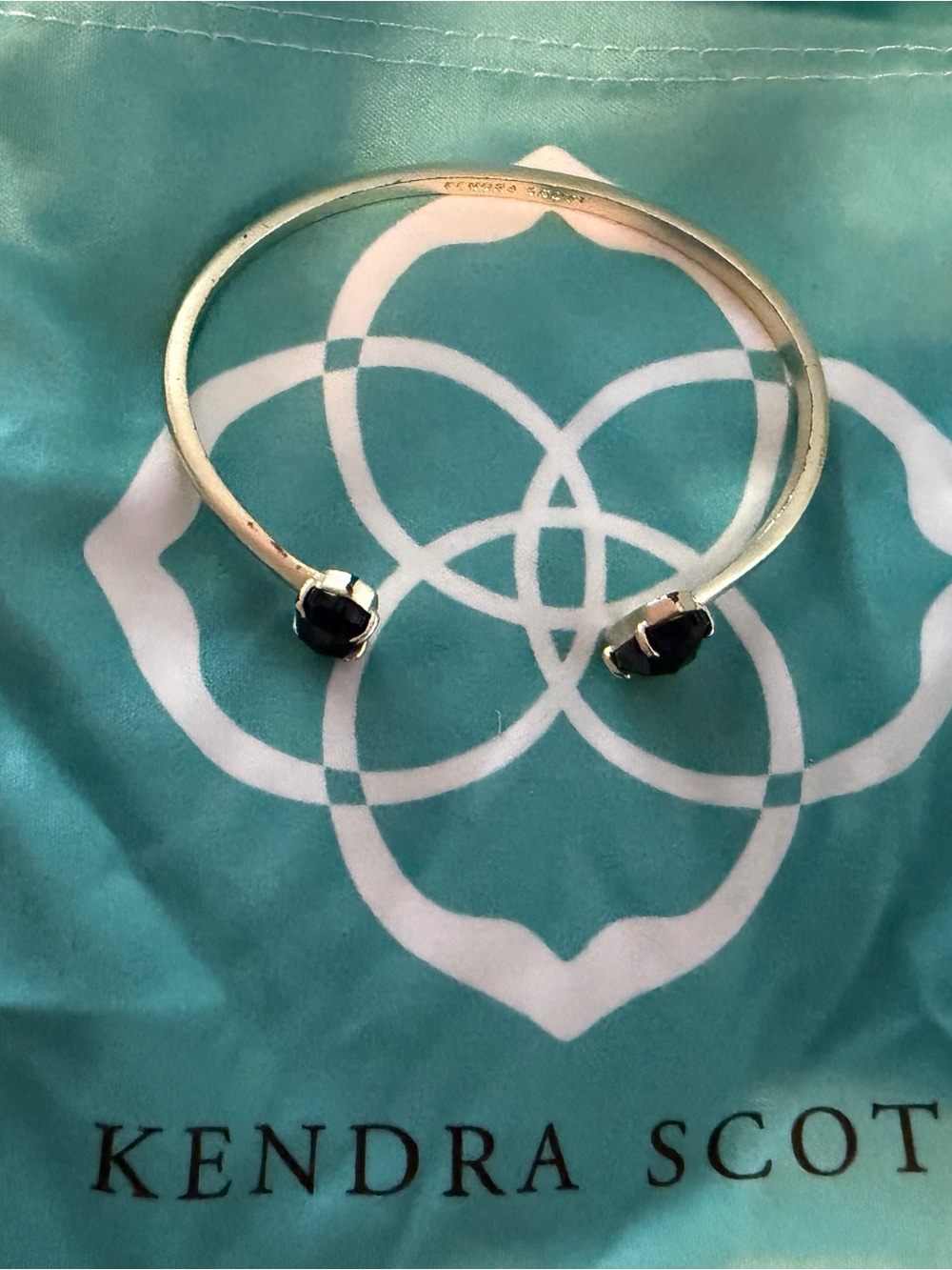Kendra Scott Gold Open Cuff with Black Stones
